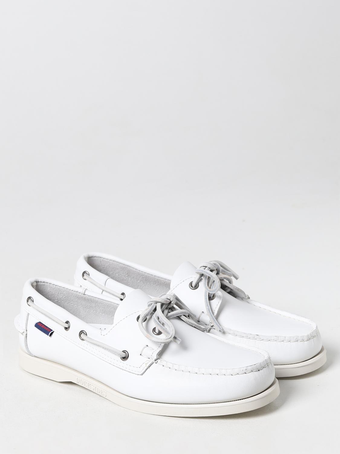 SEBAGO MOCASSINI: Mocassino Docksides Portland Sebago in pelle, Bianco - Img 2