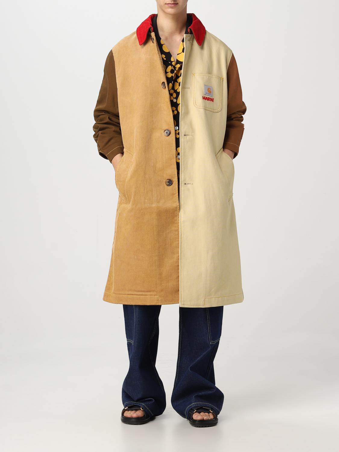 Marni Carhartt Wip x coat in cotton canvas and velvet - Tobacco