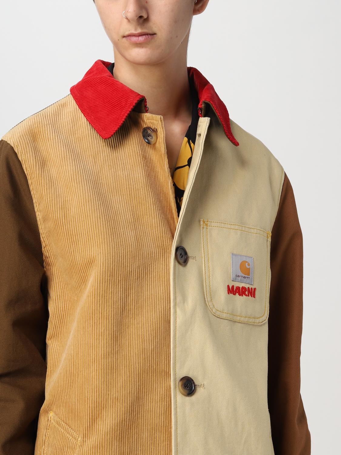 Marni Carhartt Wip x coat in cotton canvas and velvet - Tobacco
