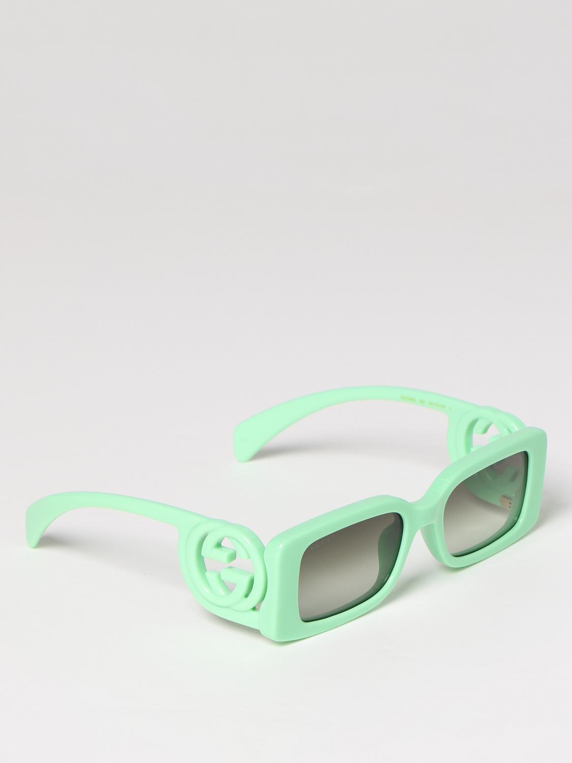 GUCCI OCCHIALI DA SOLE: Occhiali da sole Gucci in acetato, Verde - Img 1