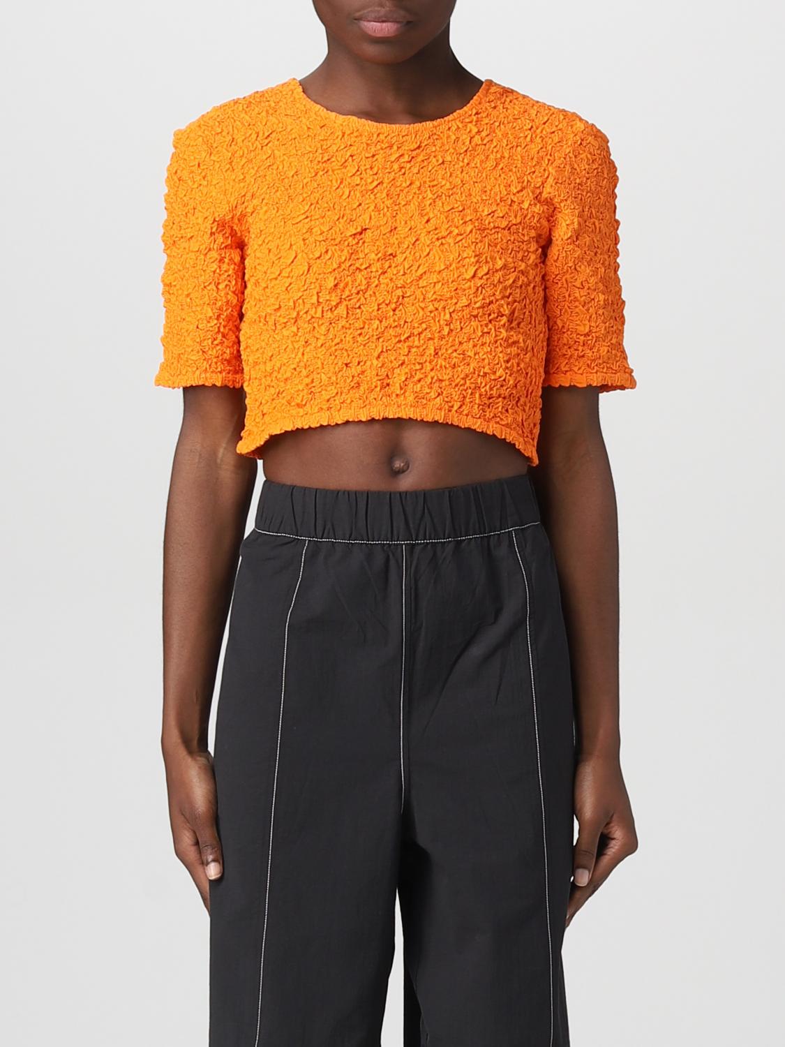 GANNI TOP: Ganni top in organic cotton, Orange - Img 1