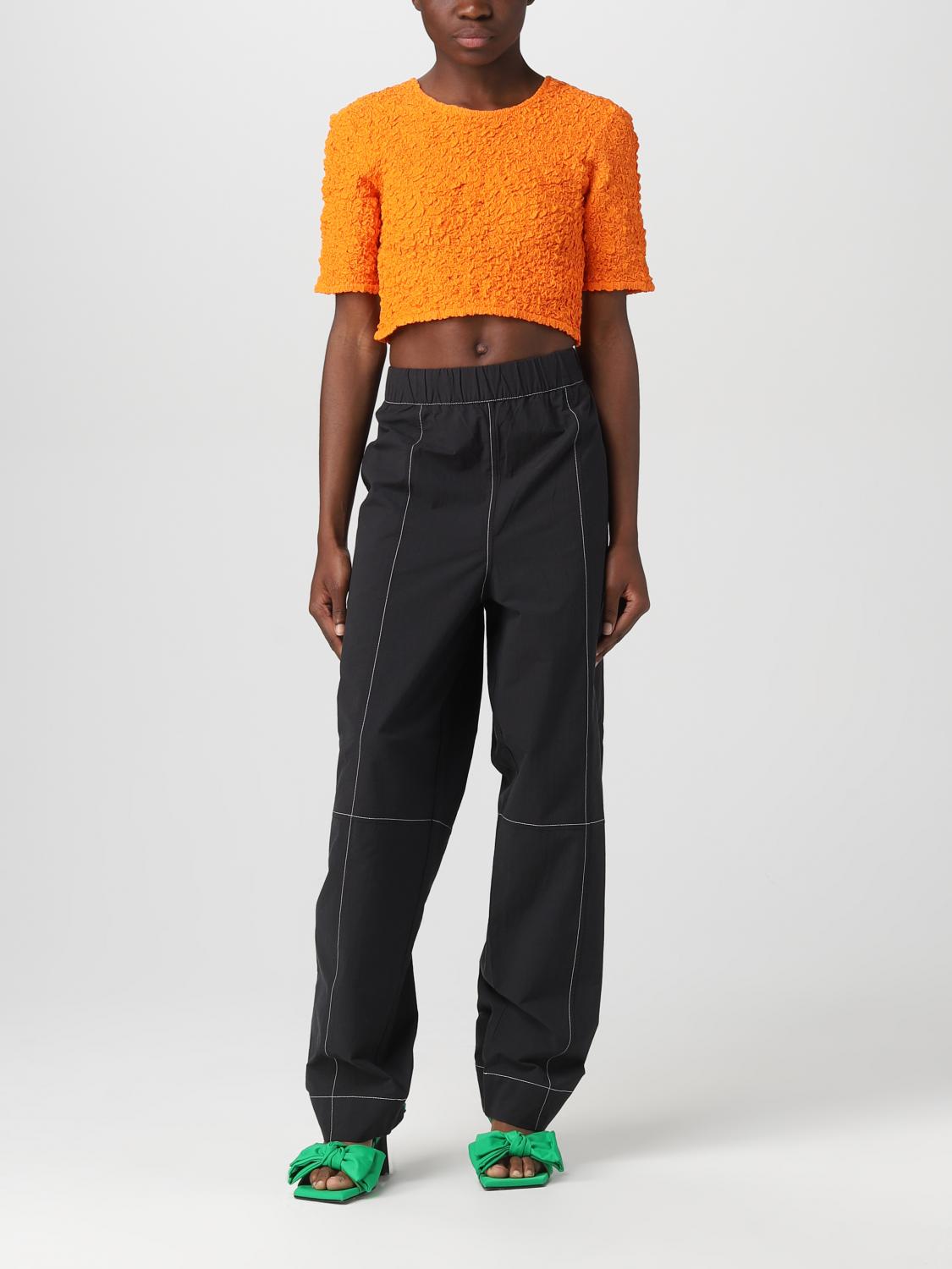 GANNI TOP: Ganni top in organic cotton, Orange - Img 2