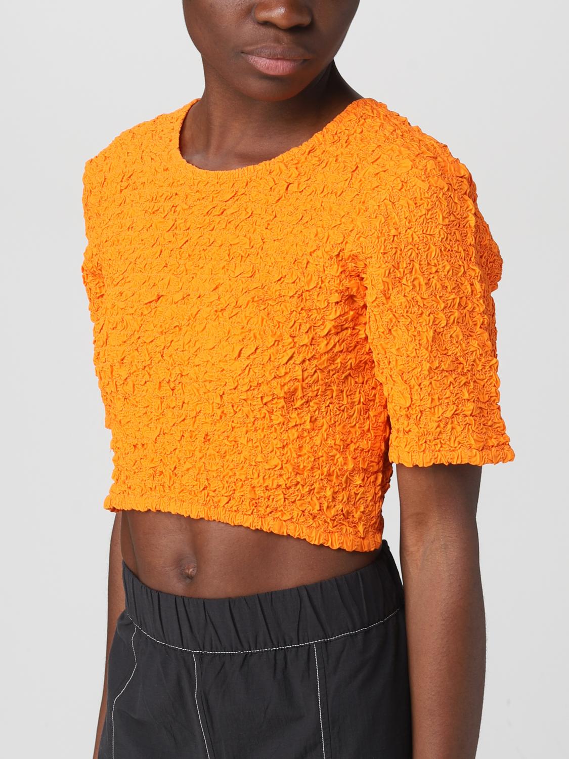 GANNI TOP: Ganni top in organic cotton, Orange - Img 4