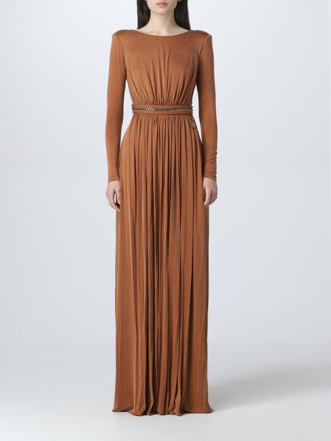 ELISABETTA FRANCHI ABITO: Abito Elisabetta Franchi in jersey cupro, Marrone - Img 1