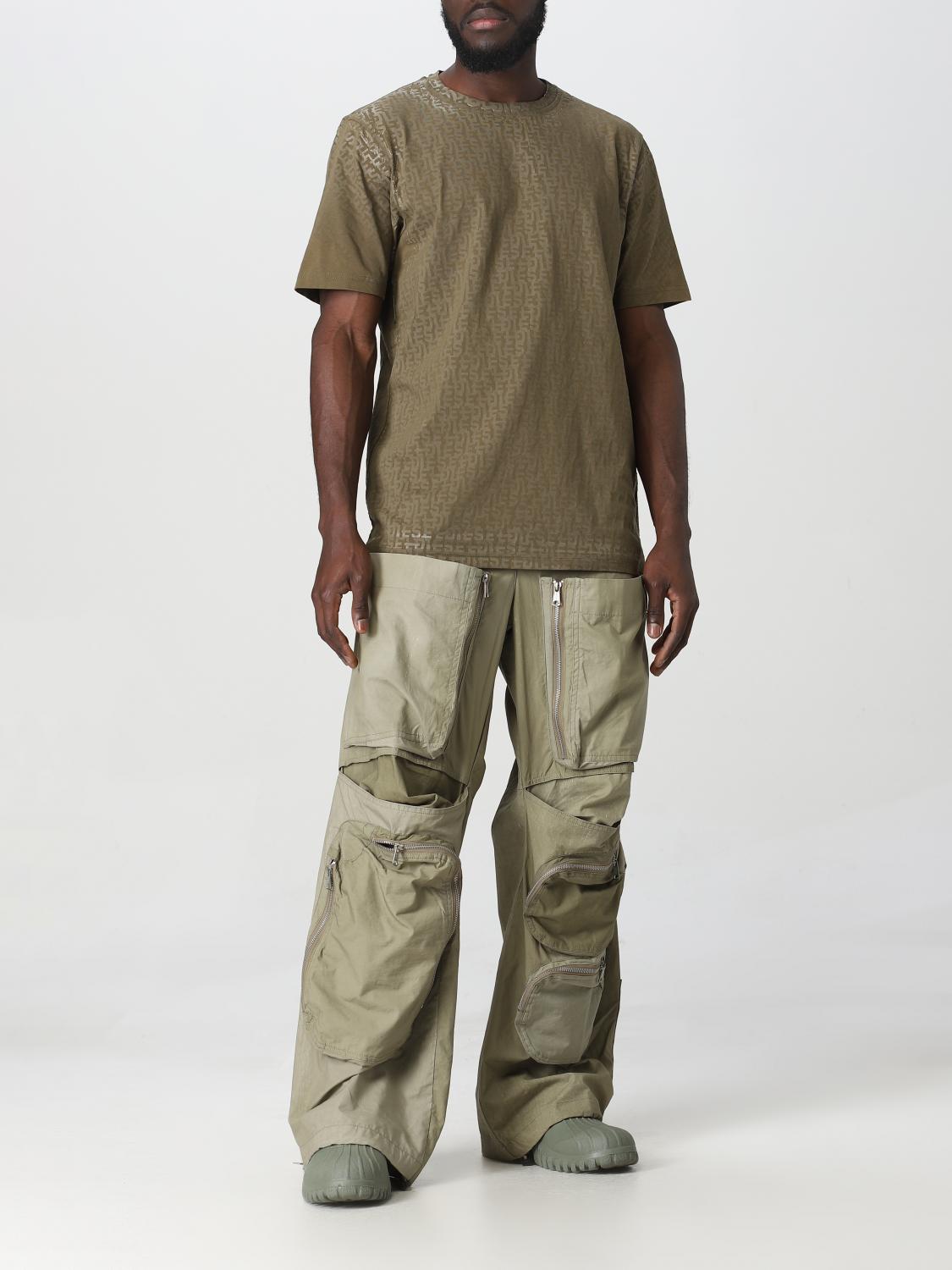 DIESEL T-SHIRT: Diesel t-shirt with all-over logo, Brown - Img 2