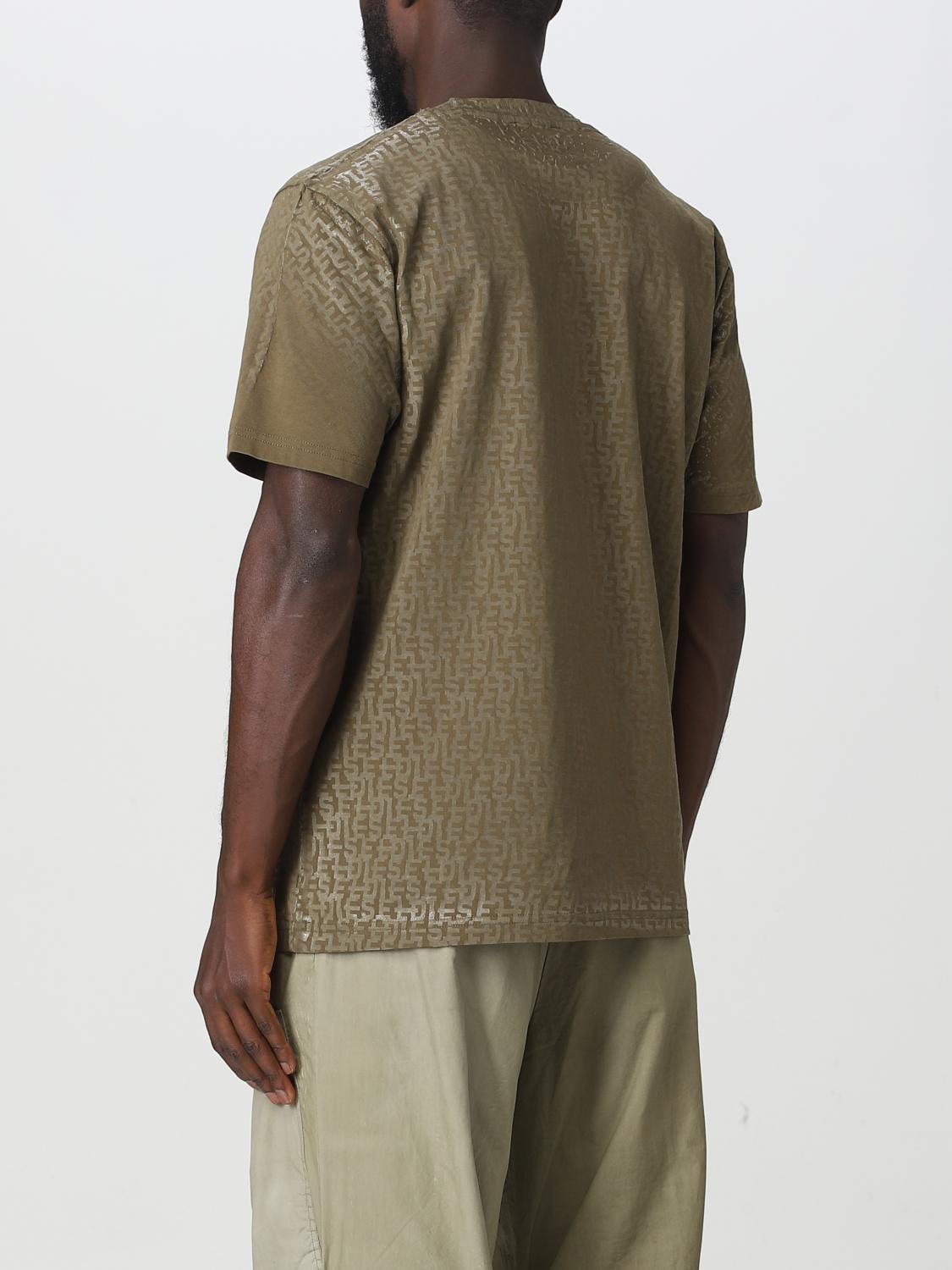 DIESEL T-SHIRT: Diesel t-shirt with all-over logo, Brown - Img 3
