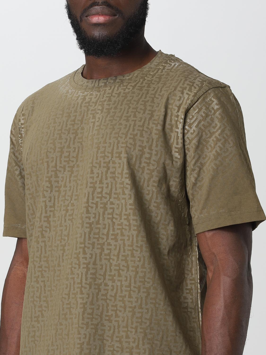 DIESEL T-SHIRT: Diesel t-shirt with all-over logo, Brown - Img 4