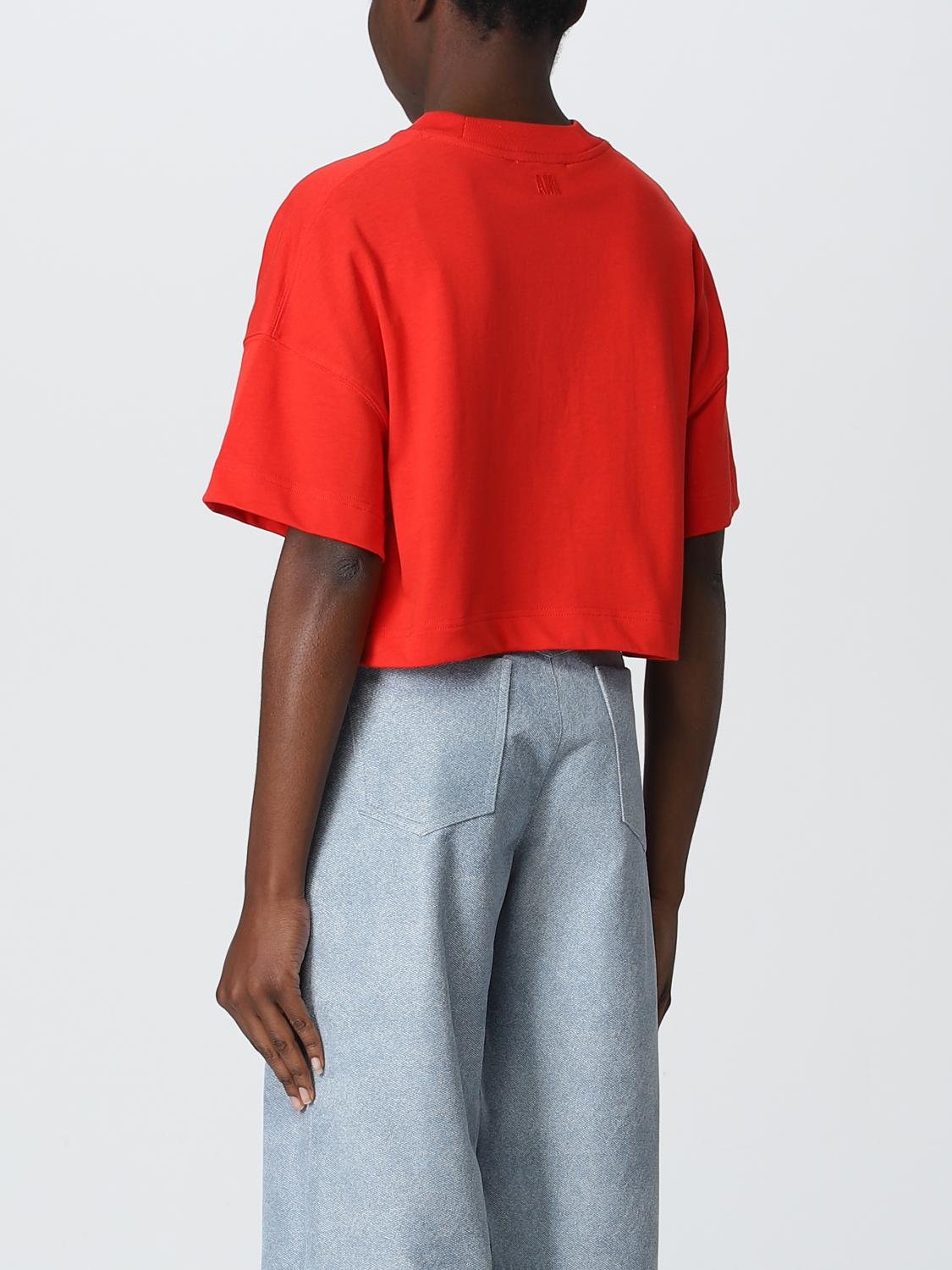 AMI PARIS T-SHIRTS: T-shirt Ami Paris in cotone, Rosso - Img 2
