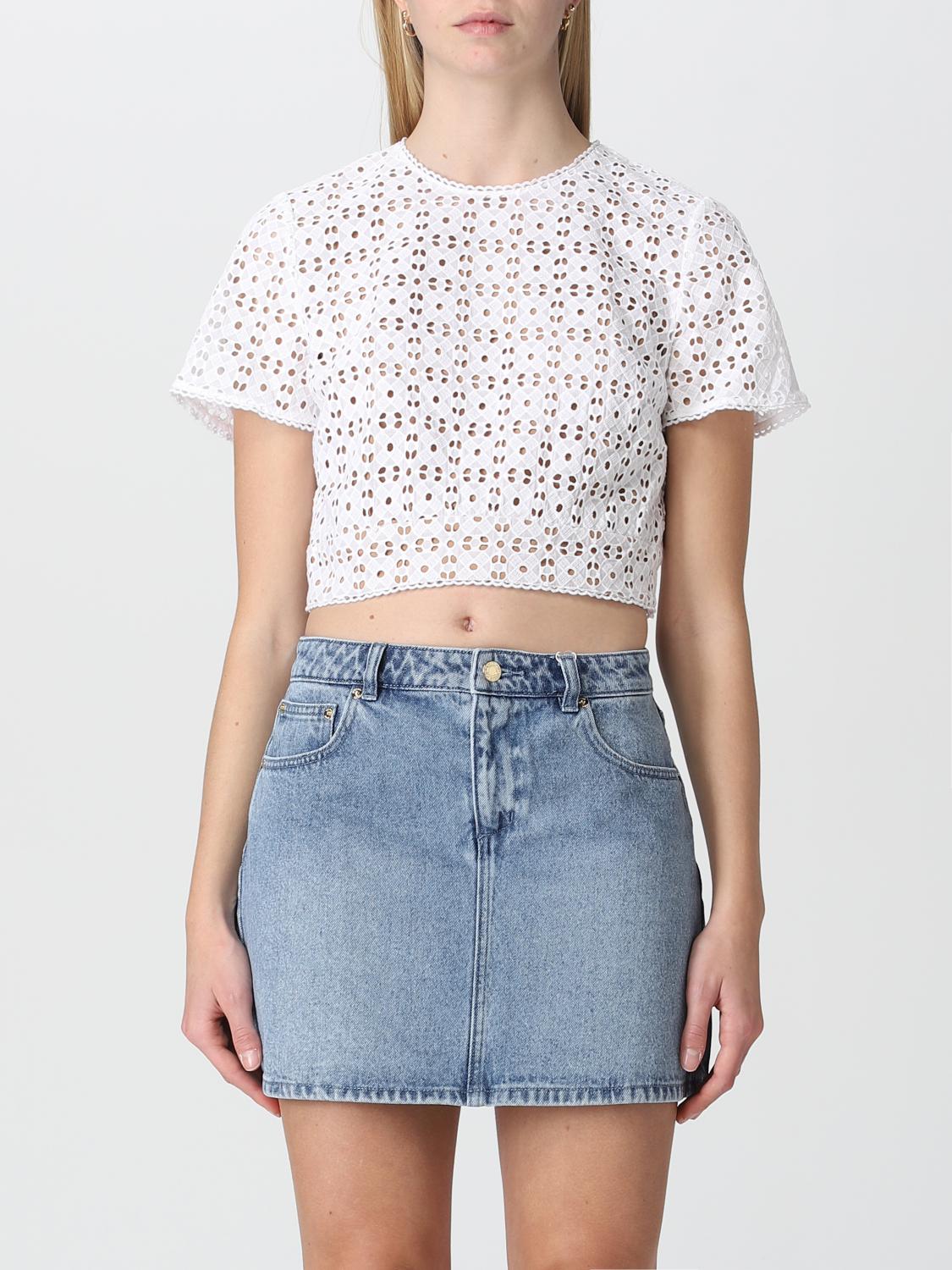 MICHAEL KORS TOP: Top Michael Kors in cotone traforato, Bianco - Img 1