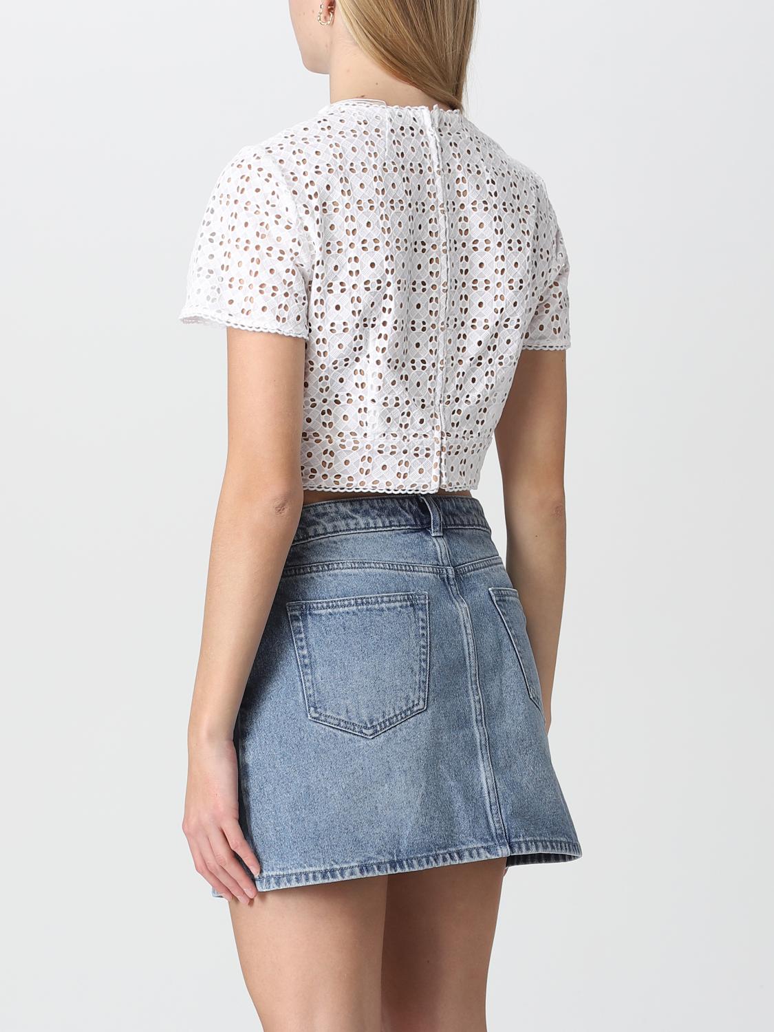 MICHAEL KORS TOP: Top Michael Kors in cotone traforato, Bianco - Img 2