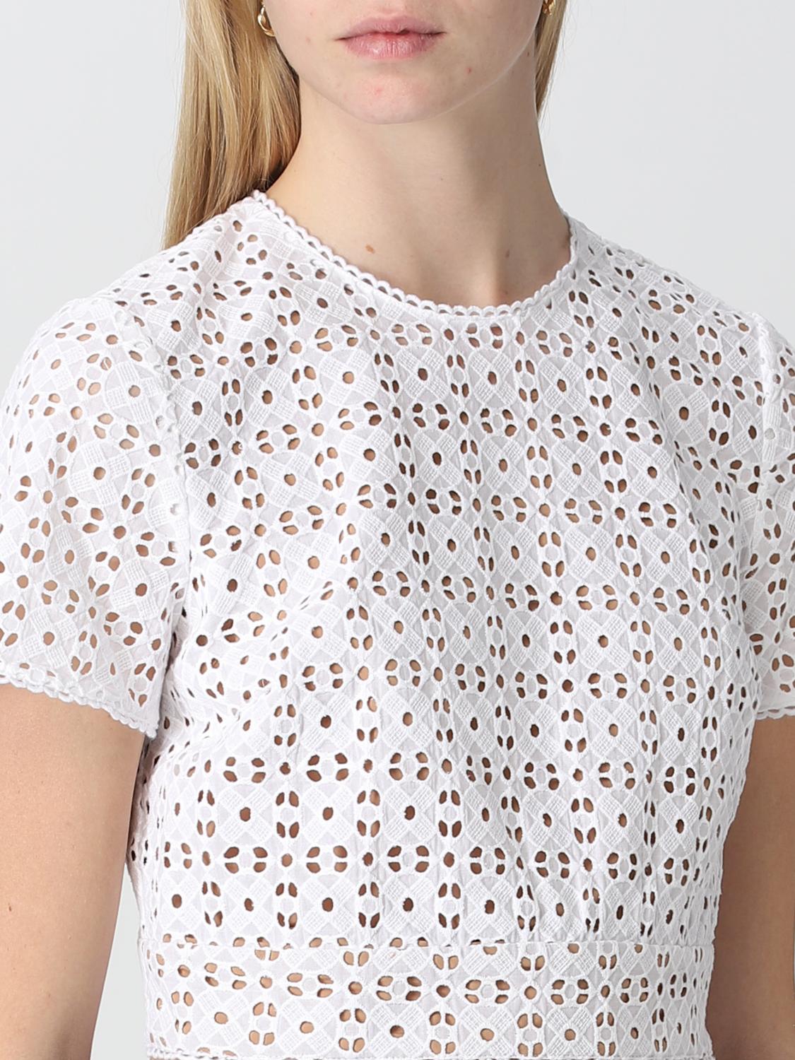 MICHAEL KORS TOP: Top Michael Kors in cotone traforato, Bianco - Img 3