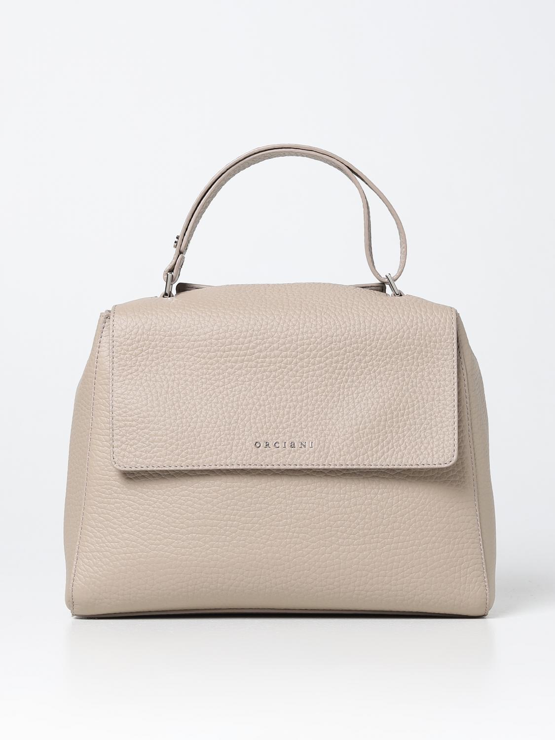 ORCIANI BORSA A MANO: Borsa Sveva Orciani in pelle martellata, Cipria - Img 1