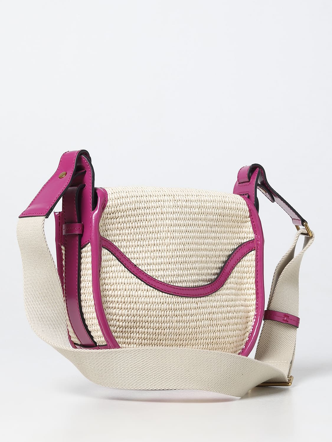 ISABEL MARANT BORSA A SPALLA: Borsa Botsy Isabel Marant in rafia e pelle, Beige - Img 2