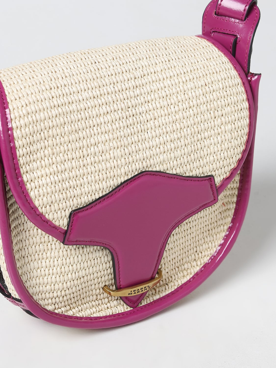 ISABEL MARANT BORSA A SPALLA: Borsa Botsy Isabel Marant in rafia e pelle, Beige - Img 3