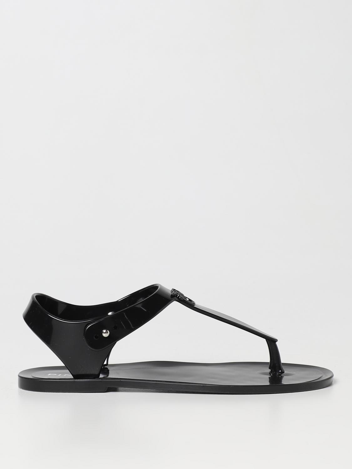 PINKO Black Leather Flat Sandals main image 1