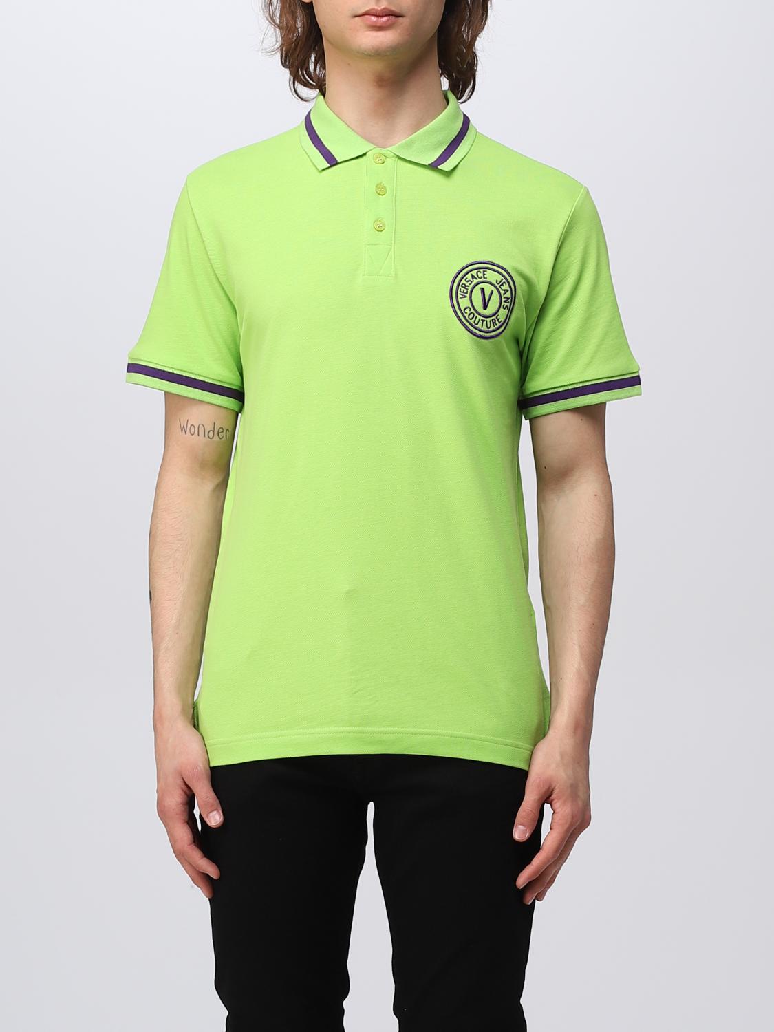 VERSACE JEANS COUTURE: polo shirt in cotton Lemon Versace