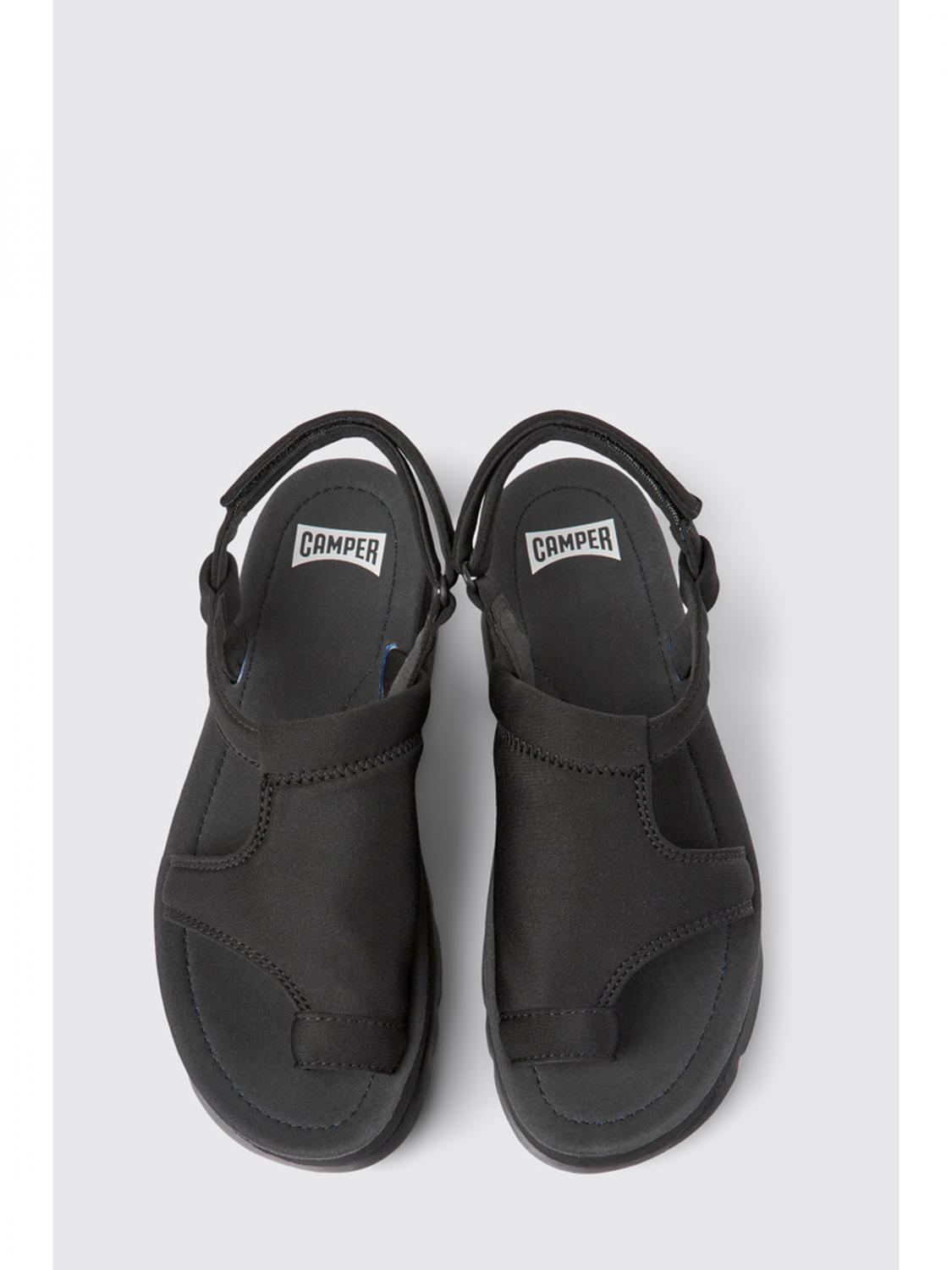 Camper Sandali Oruga Up Donna - Suola Spessa Effetto Platform, Chiusura Cavigliera, Tessuto Beige