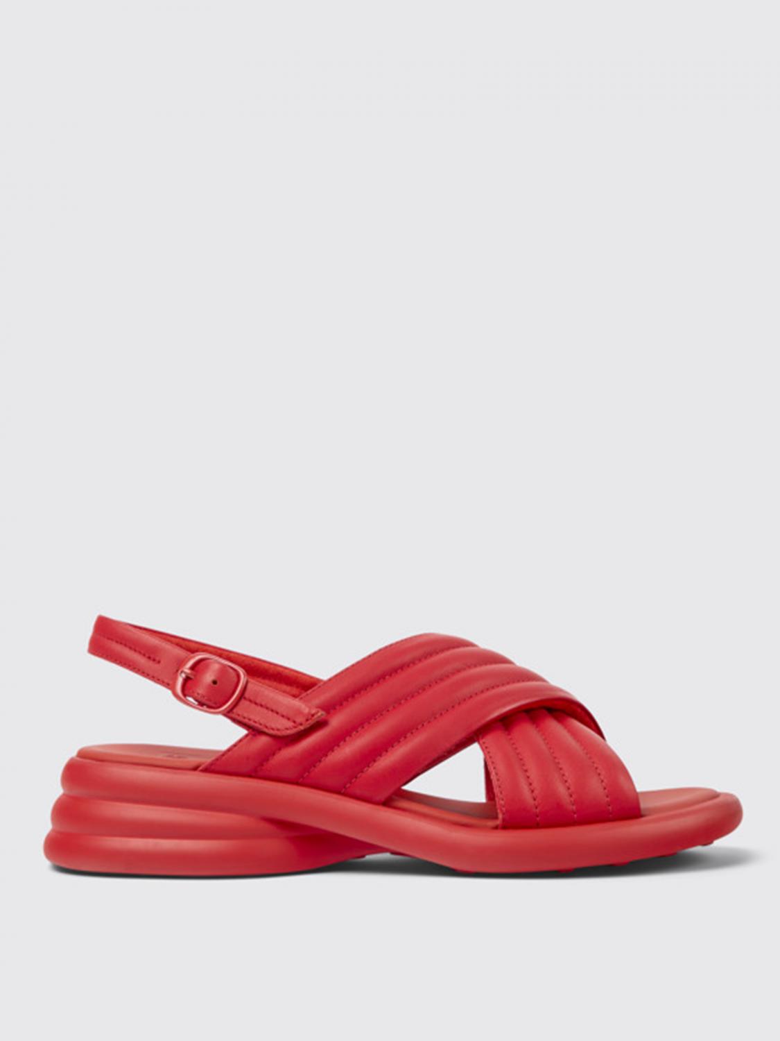 CAMPER FLAT SANDAL: Camper Spiro sandals in leather, Red - Img 1