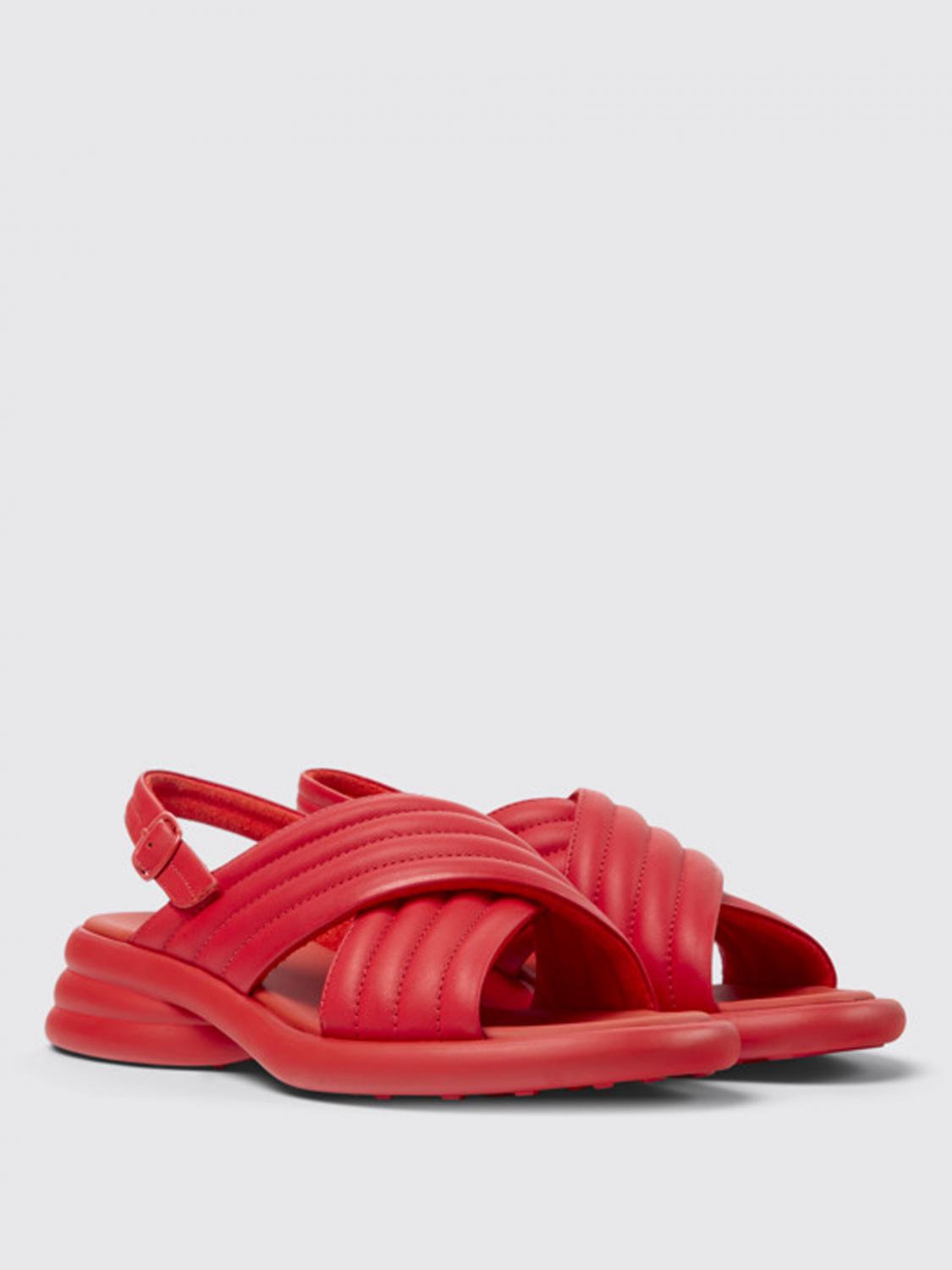 CAMPER FLAT SANDAL: Camper Spiro sandals in leather, Red - Img 2