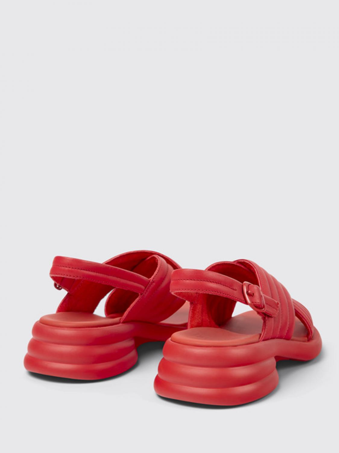 CAMPER FLAT SANDAL: Camper Spiro sandals in leather, Red - Img 3