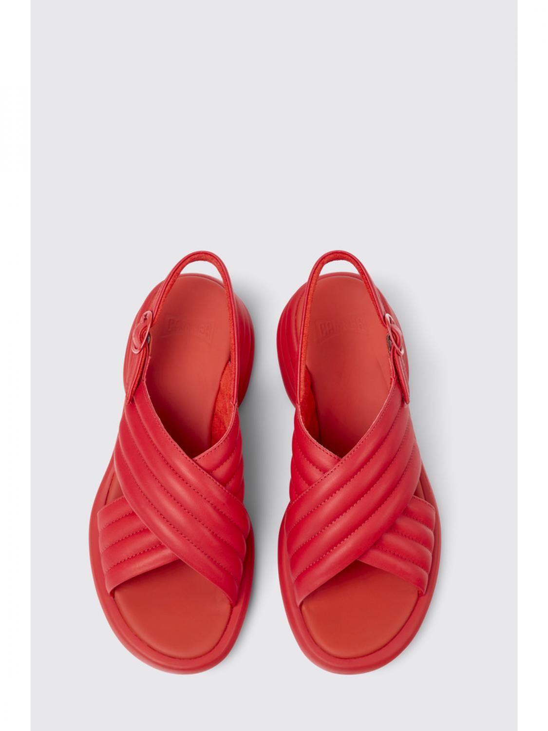 CAMPER FLAT SANDAL: Camper Spiro sandals in leather, Red - Img 4