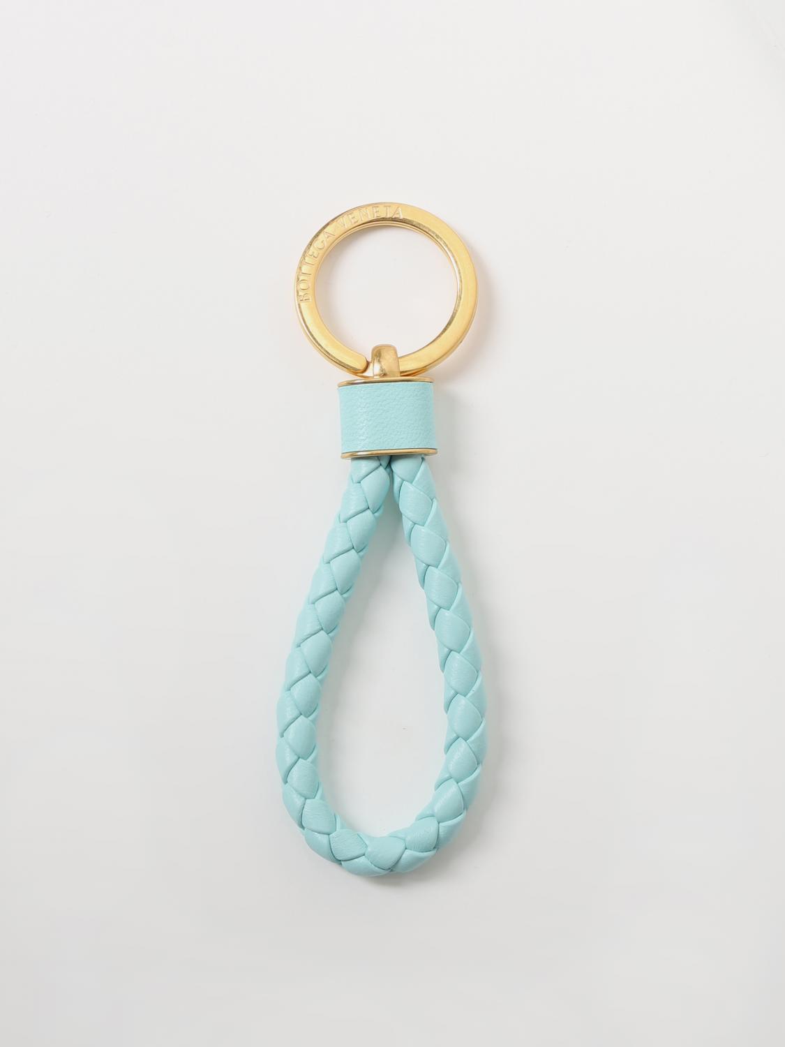 BOTTEGA VENETA KEY CHAIN: Bottega Veneta woven leather keychains, Sky Blue - Img 1