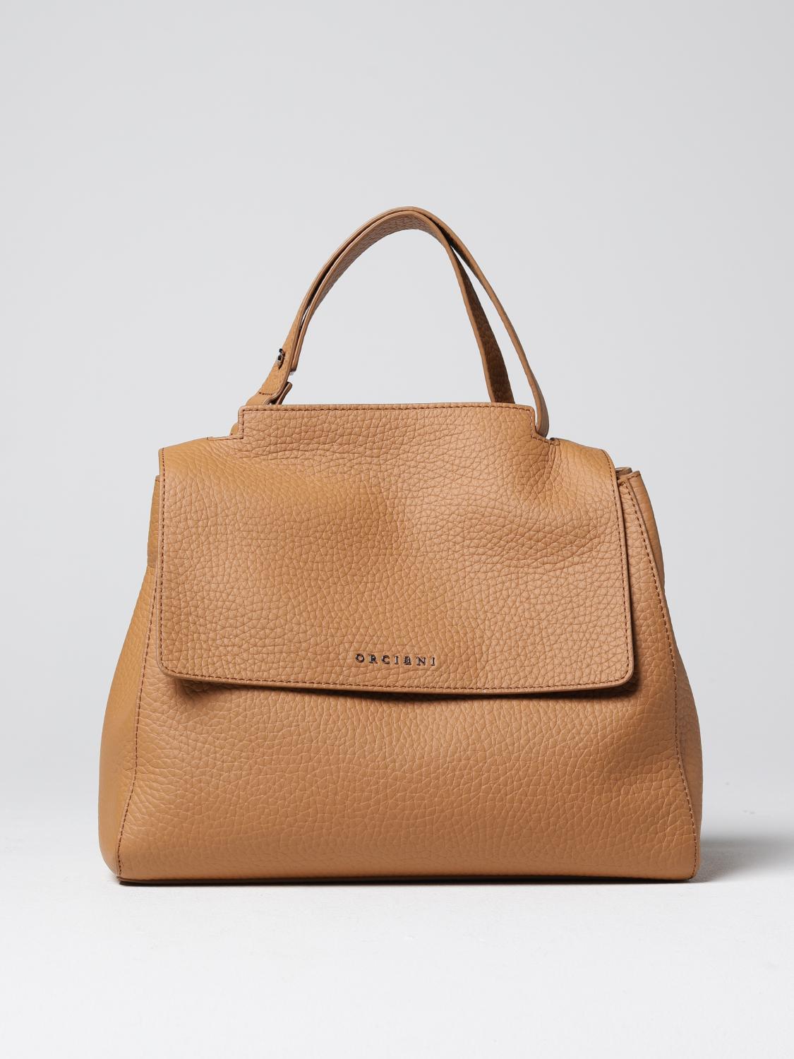 ORCIANI BORSA A SPALLA: Borsa Sveva Orciani in pelle martellata, Cuoio - Img 1