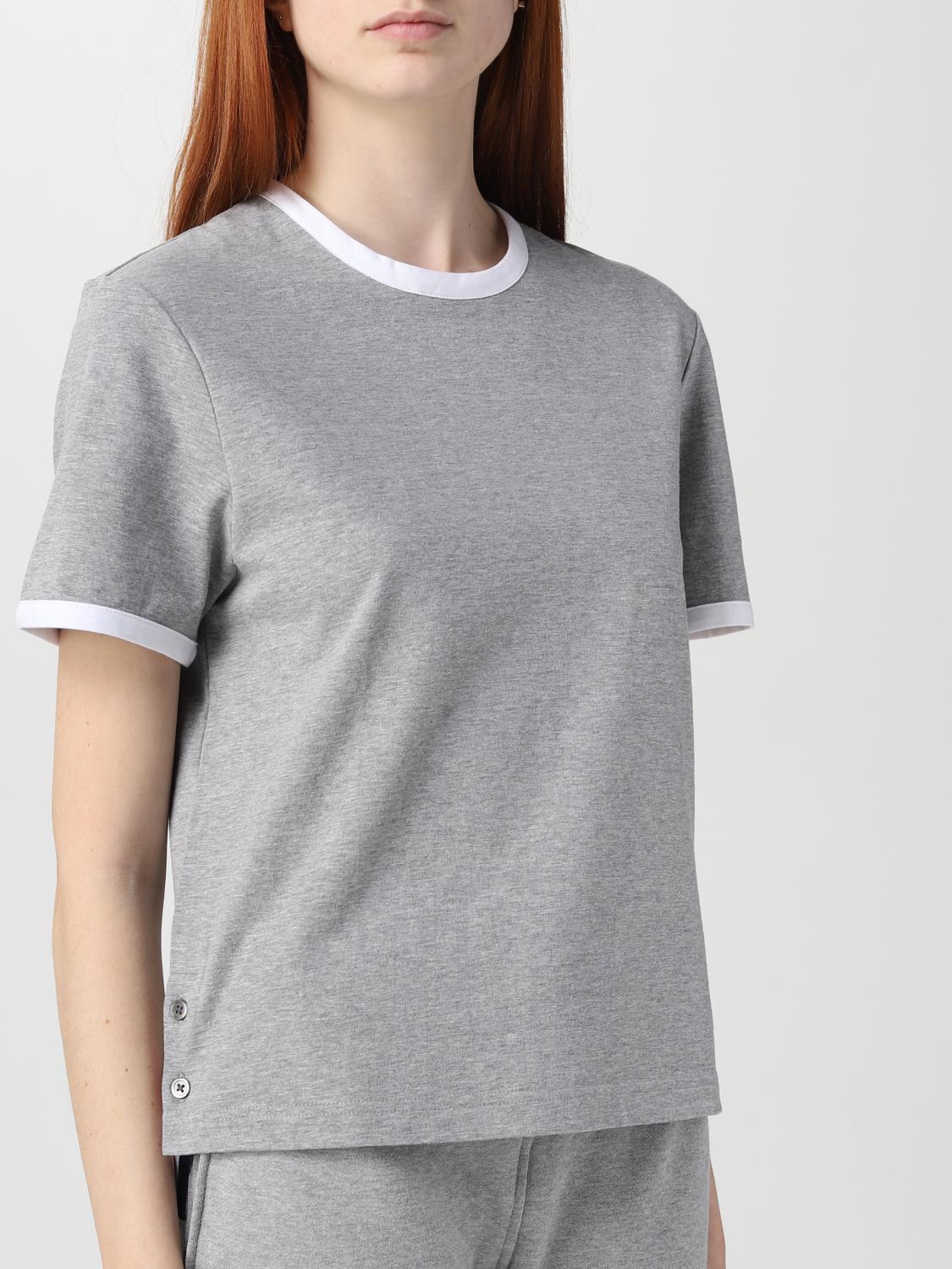 Tシャツ・カットソー THOM BROWNE Woman T-Shirt Grey FJS075A00042 055 Medium Weight Jersey Ringer Tee | Thom Browne