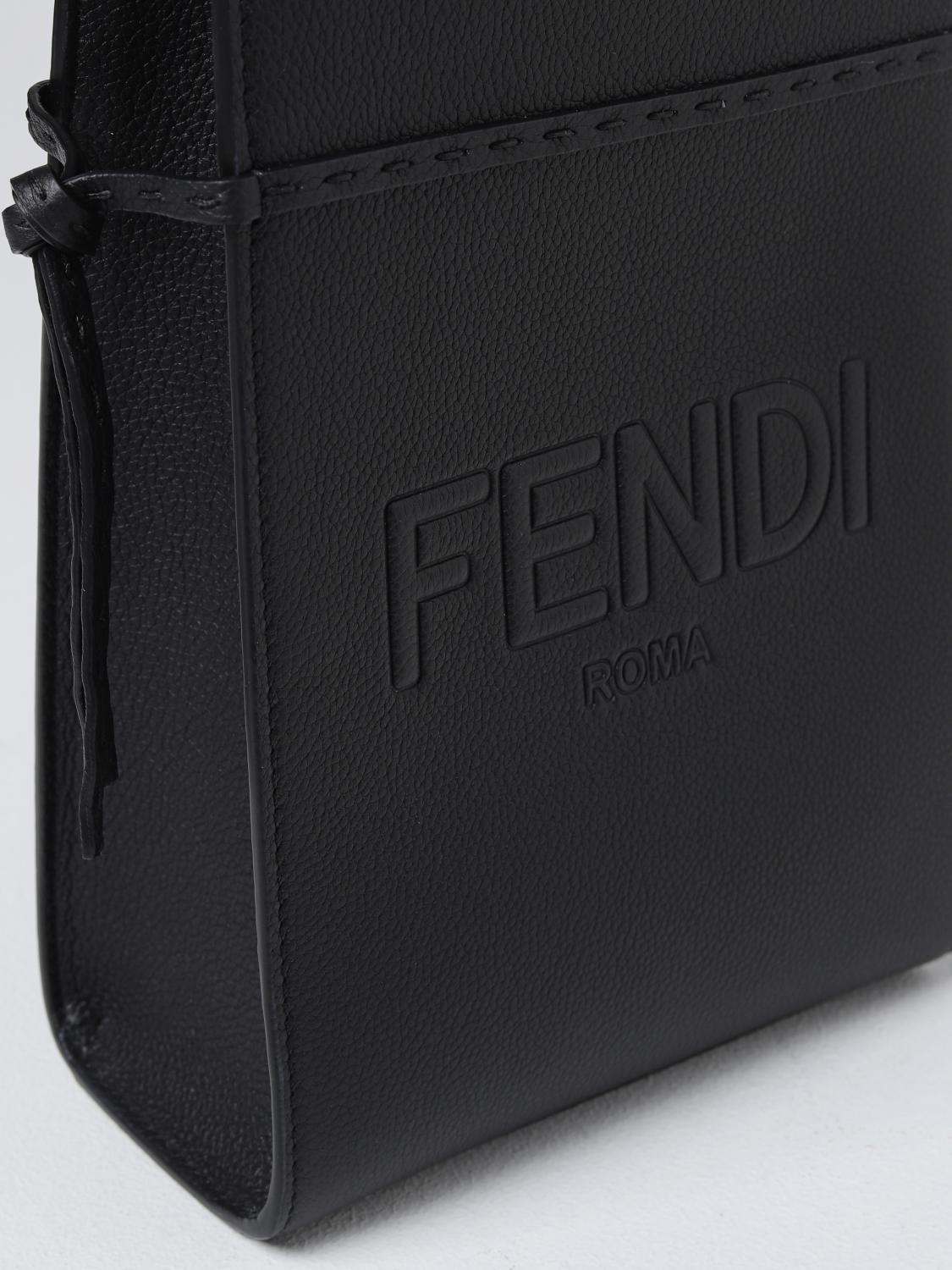 FENDI BORSA A TRACOLLA: Borsa Go To Shopper Mini Fendi in pelle a grana, Nero - Img 4