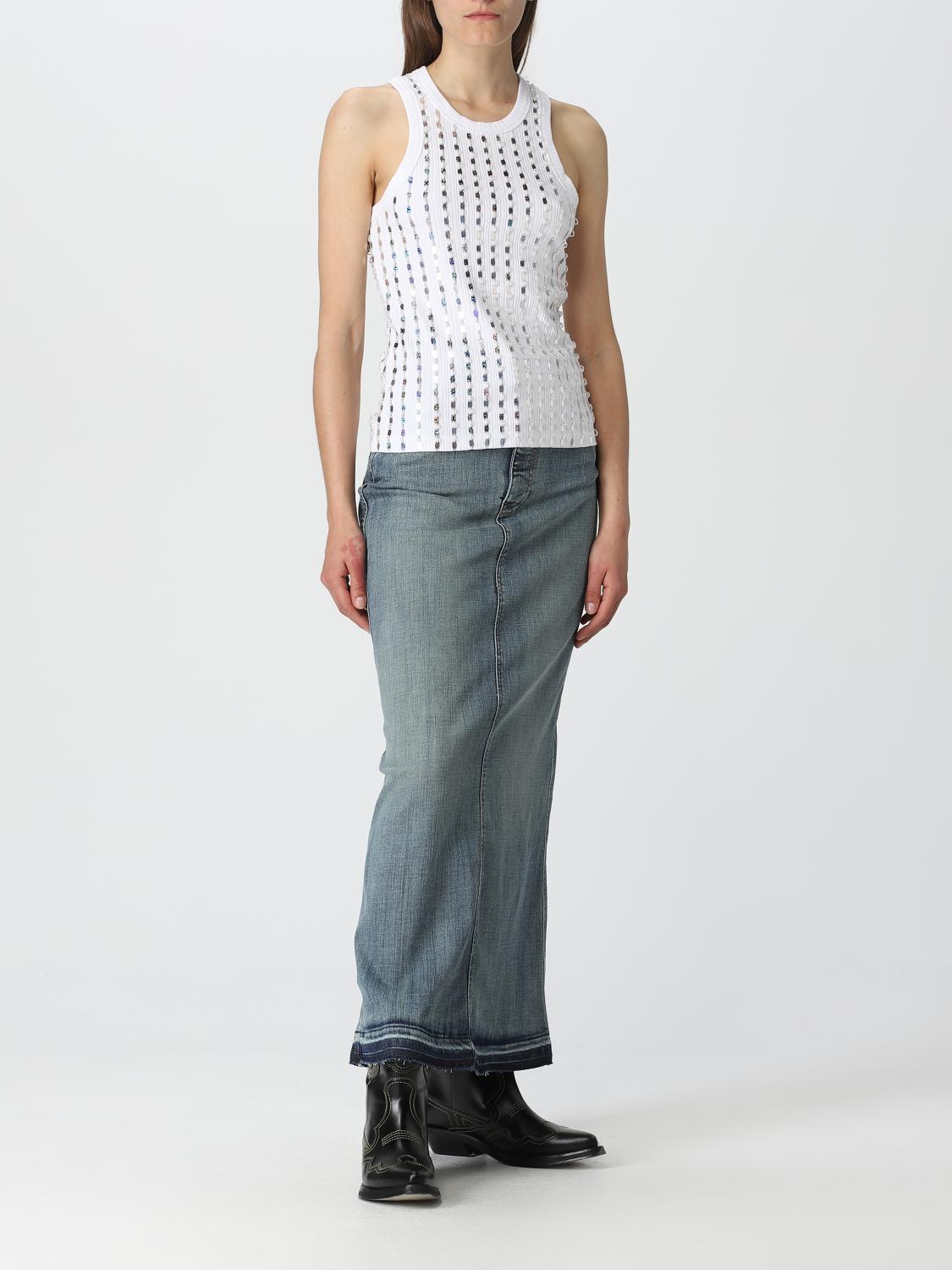 GANNI TOP: Top Ganni in viscosa Lenzing™ Ecovero™ con strass, Bianco - Img 2