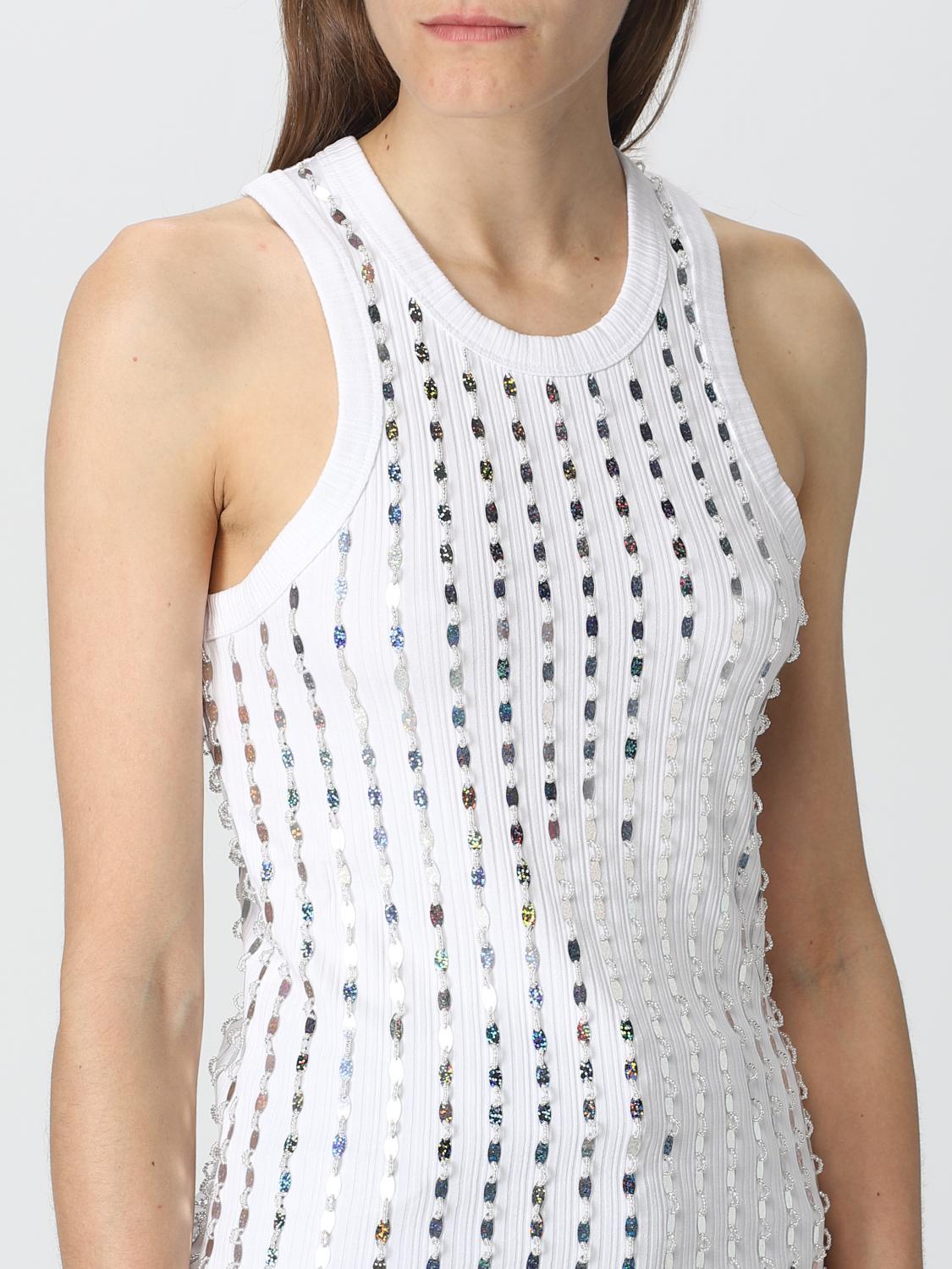 GANNI TOP: Top Ganni in viscosa Lenzing™ Ecovero™ con strass, Bianco - Img 4