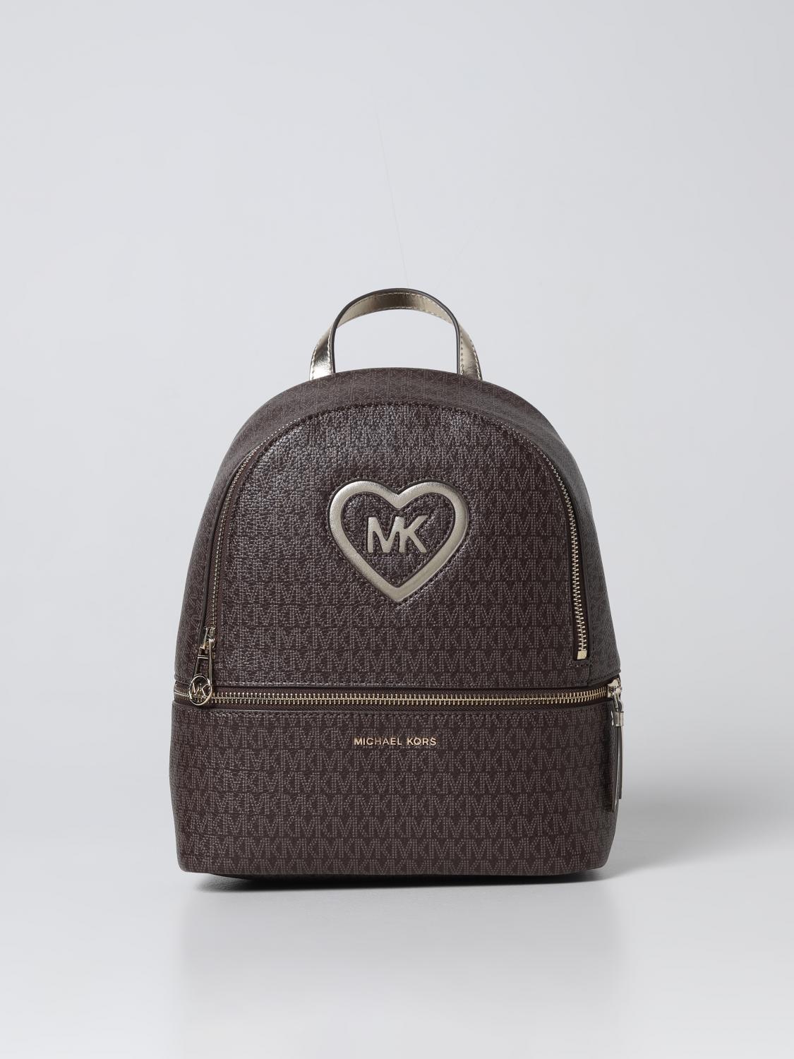 MICHAEL KORS DUFFEL BAG: Michael Kors backpack in synthetic leather with all over logo, Brown - Img 1