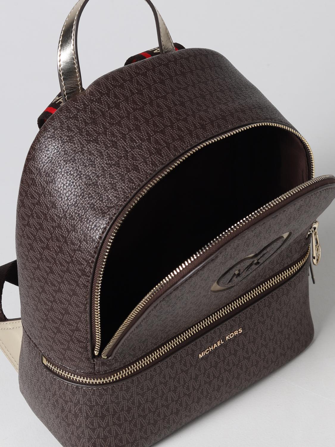MICHAEL KORS DUFFEL BAG: Michael Kors backpack in synthetic leather with all over logo, Brown - Img 4