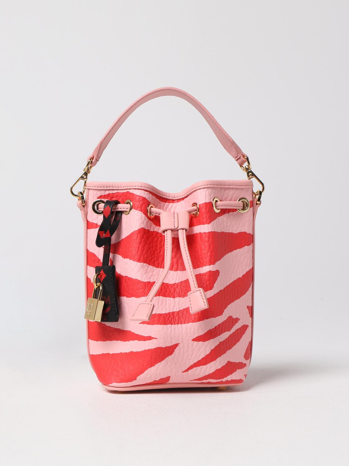 MCM BORSA A MANO: Borsa Dessau Mcm in pelle a grana stampa animalier, Rosa - Img 1