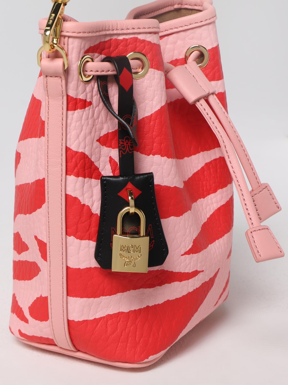 MCM BORSA A MANO: Borsa Dessau Mcm in pelle a grana stampa animalier, Rosa - Img 3