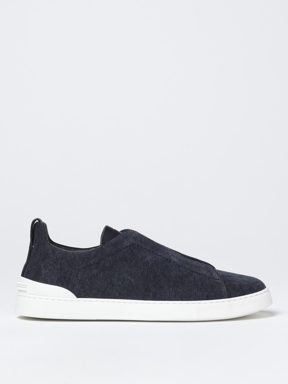 ZEGNA SNEAKERS: Sneakers Triple Stitch Zegna in canvas, Blue - Img 1