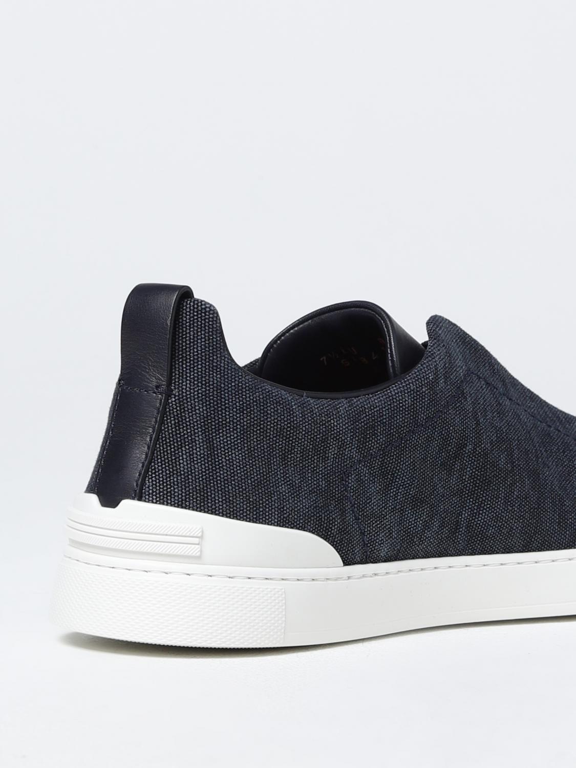 ZEGNA SNEAKERS: Sneakers Triple Stitch Zegna in canvas, Blue - Img 3