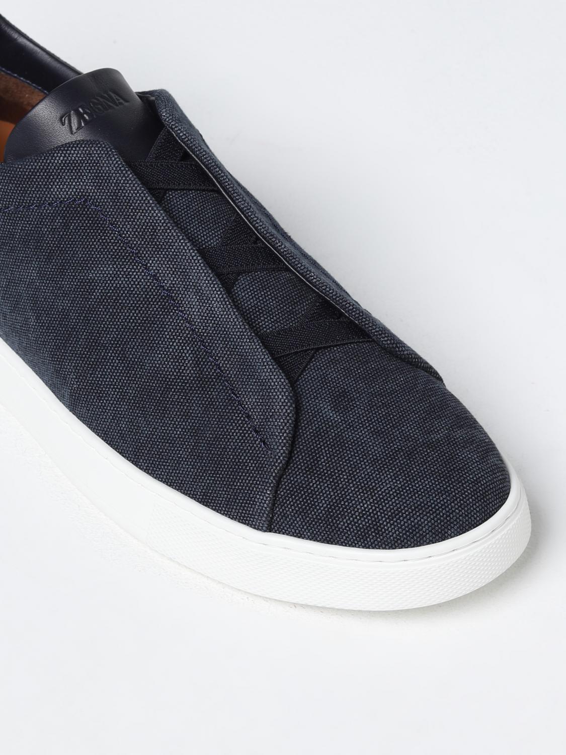 ZEGNA SNEAKERS: Sneakers Triple Stitch Zegna in canvas, Blue - Img 4