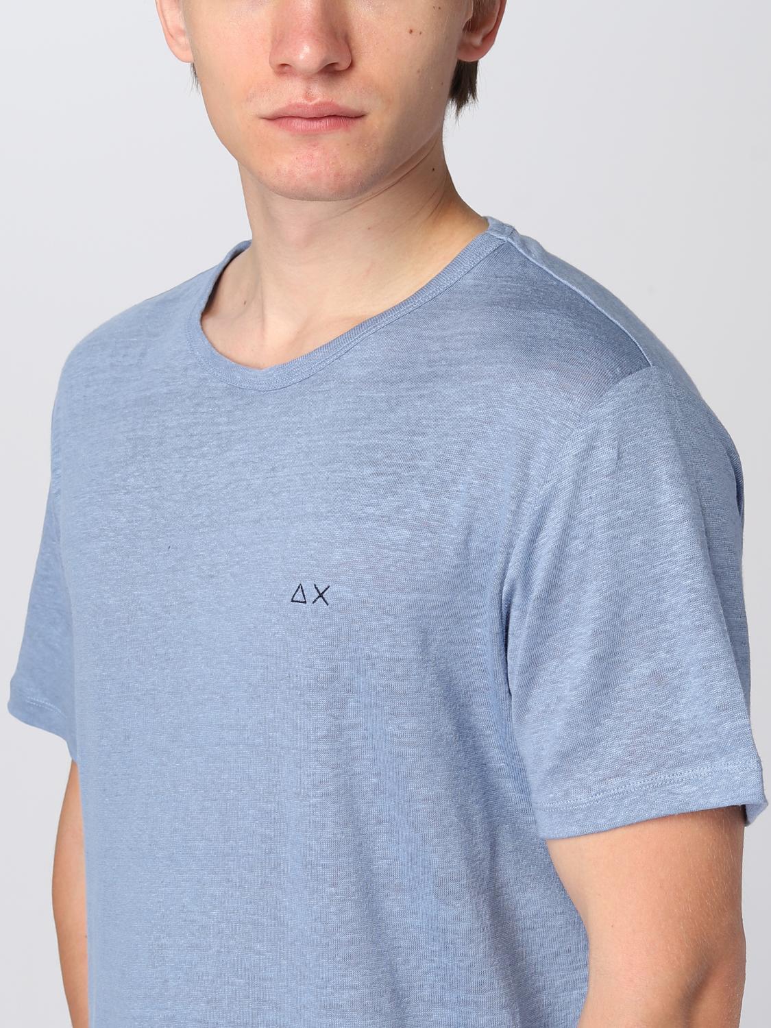 Tシャツ・カットソー SUN 68 Men T Shirts A35112 80 Blue SUN68 SOLID T-SHIRT Man Navy Blue | Mascheroni Store