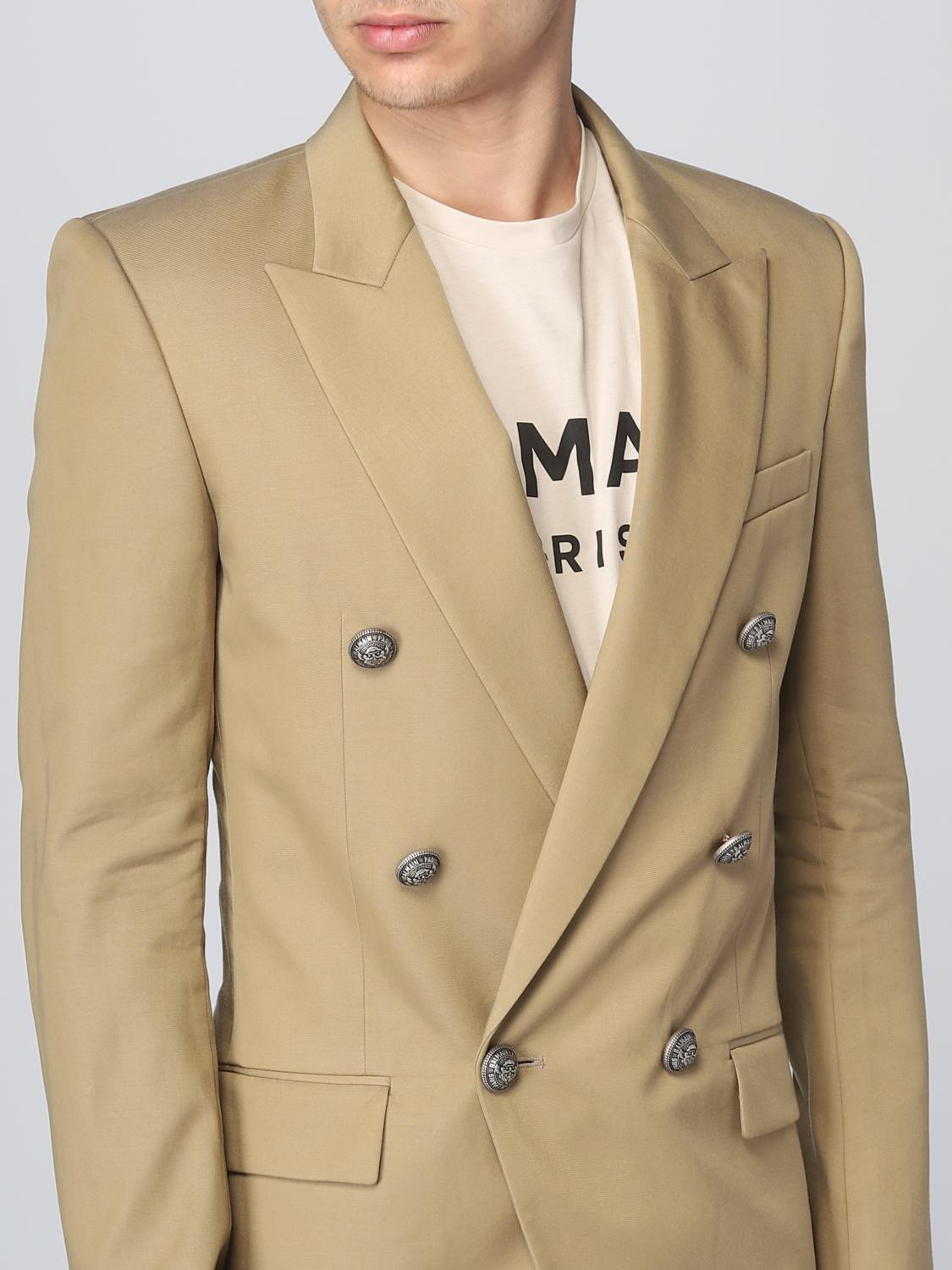 BALMAIN BLAZER: Balmain blazer in cotton blend, Beige - Img 5