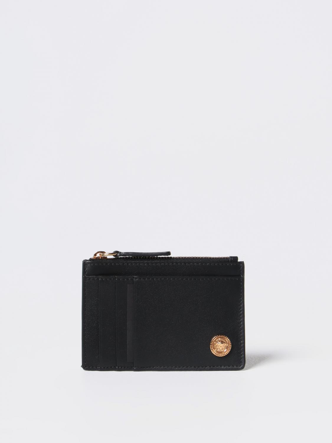 VERSACE WALLET: Versace credit card holder in leather, Black - Img 1