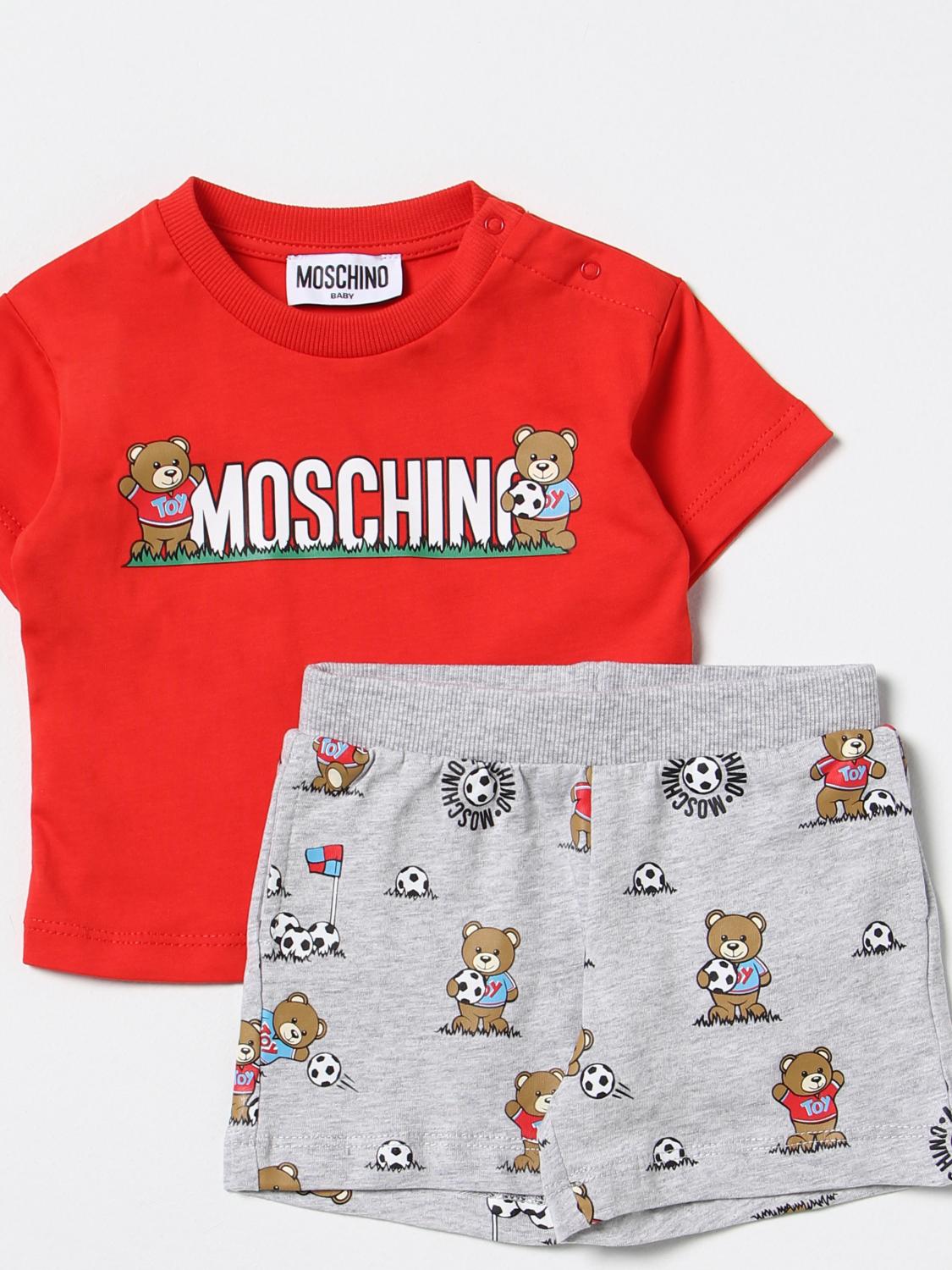 MOSCHINO TUTA: Completo Moschino Baby in cotone, Rosso - Img 3