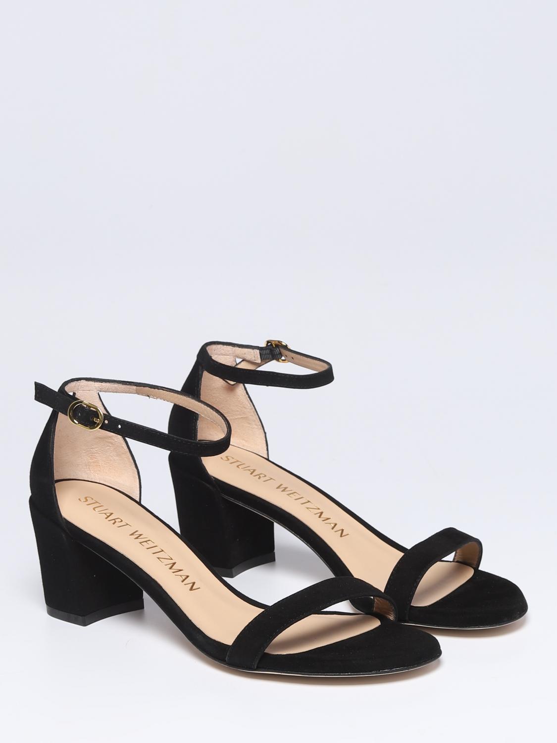 STUART WEITZMAN HEELED SANDAL: Simple Stuart Weitzman sandal in suede, Black - Img 2