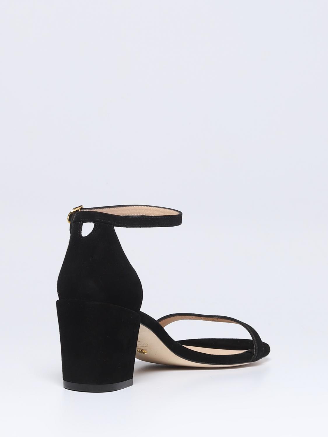 STUART WEITZMAN HEELED SANDAL: Simple Stuart Weitzman sandal in suede, Black - Img 3