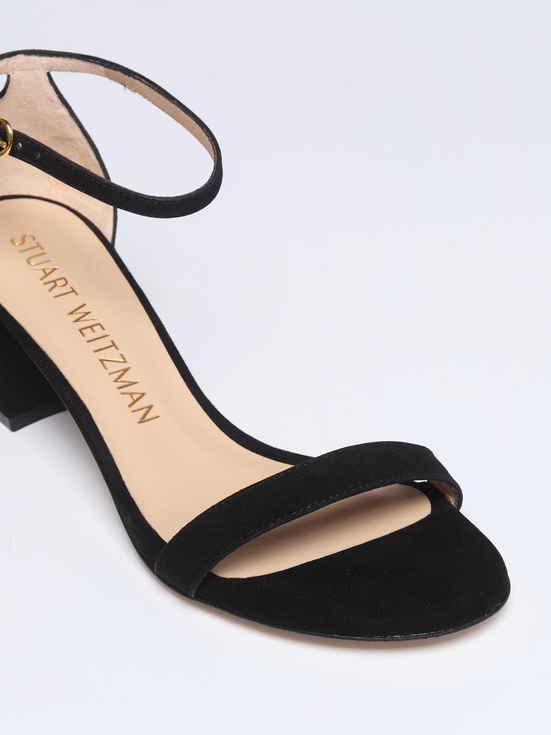 STUART WEITZMAN HEELED SANDAL: Simple Stuart Weitzman sandal in suede, Black - Img 4