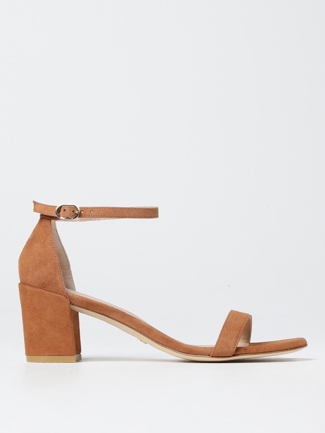 STUART WEITZMAN SANDALI CON TACCO: Sandalo Simple Stuart Weitzman in suede, Marrone - Img 1