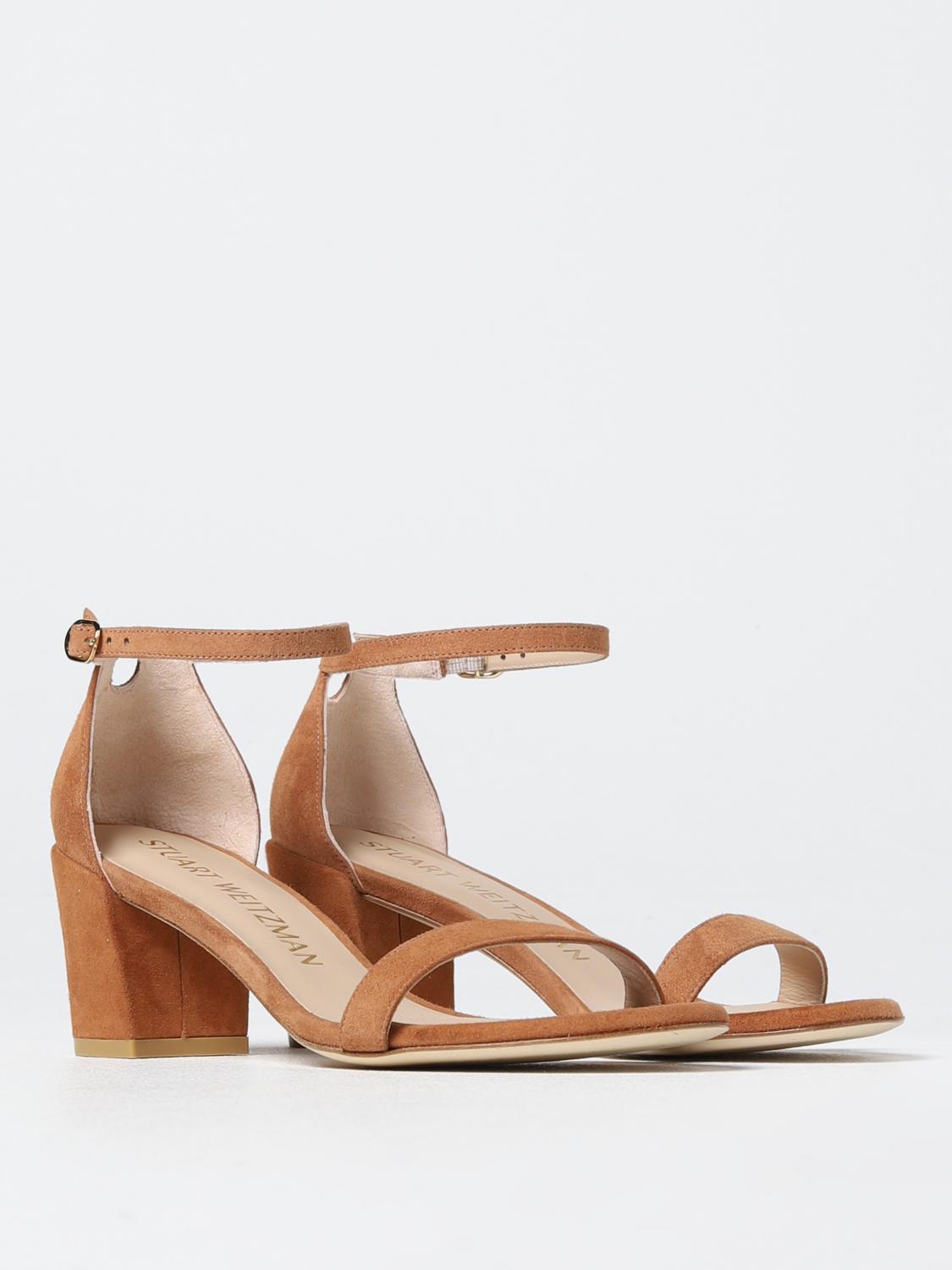 STUART WEITZMAN SANDALI CON TACCO: Sandalo Simple Stuart Weitzman in suede, Marrone - Img 2