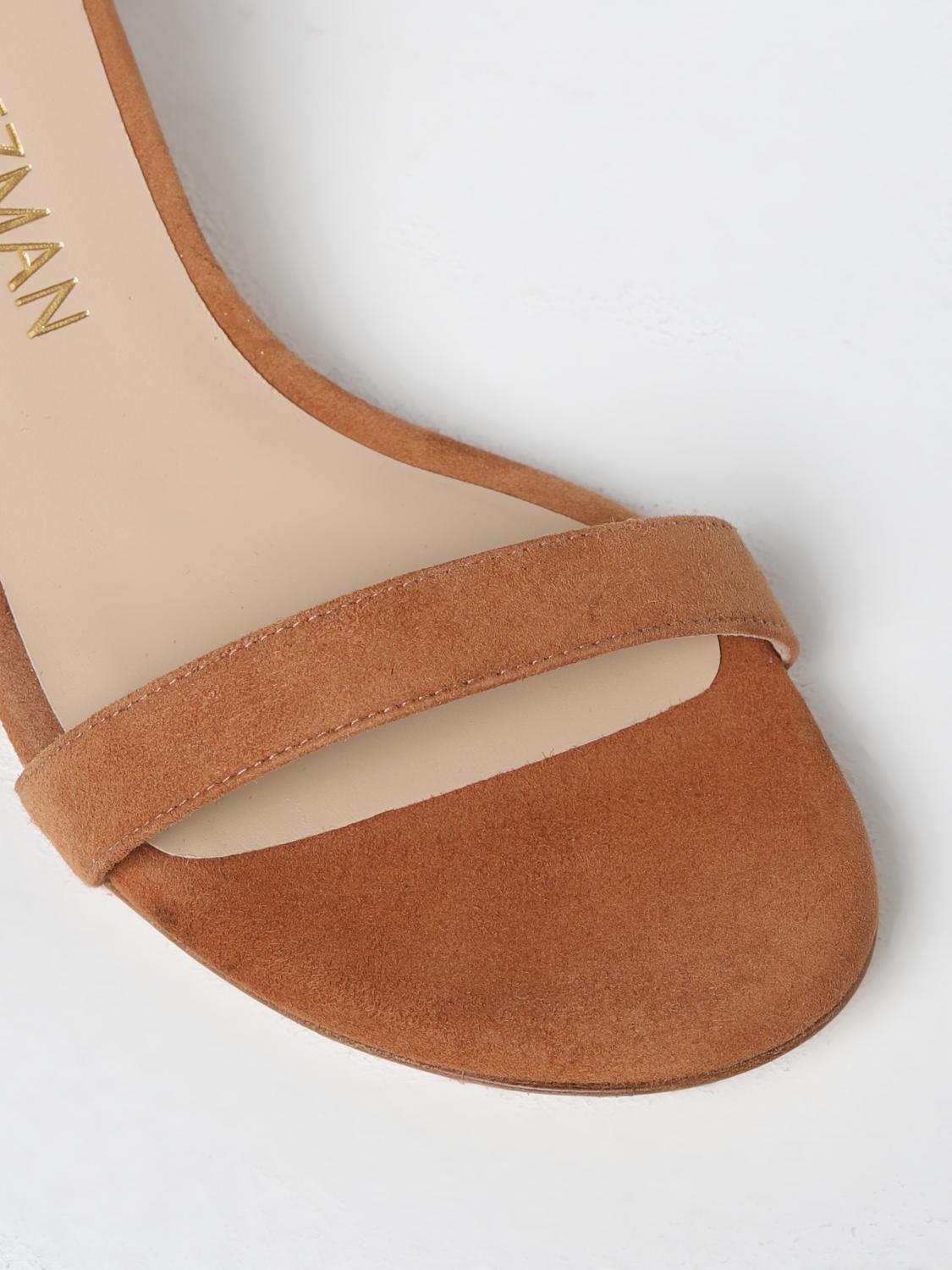 STUART WEITZMAN SANDALI CON TACCO: Sandalo Simple Stuart Weitzman in suede, Marrone - Img 4