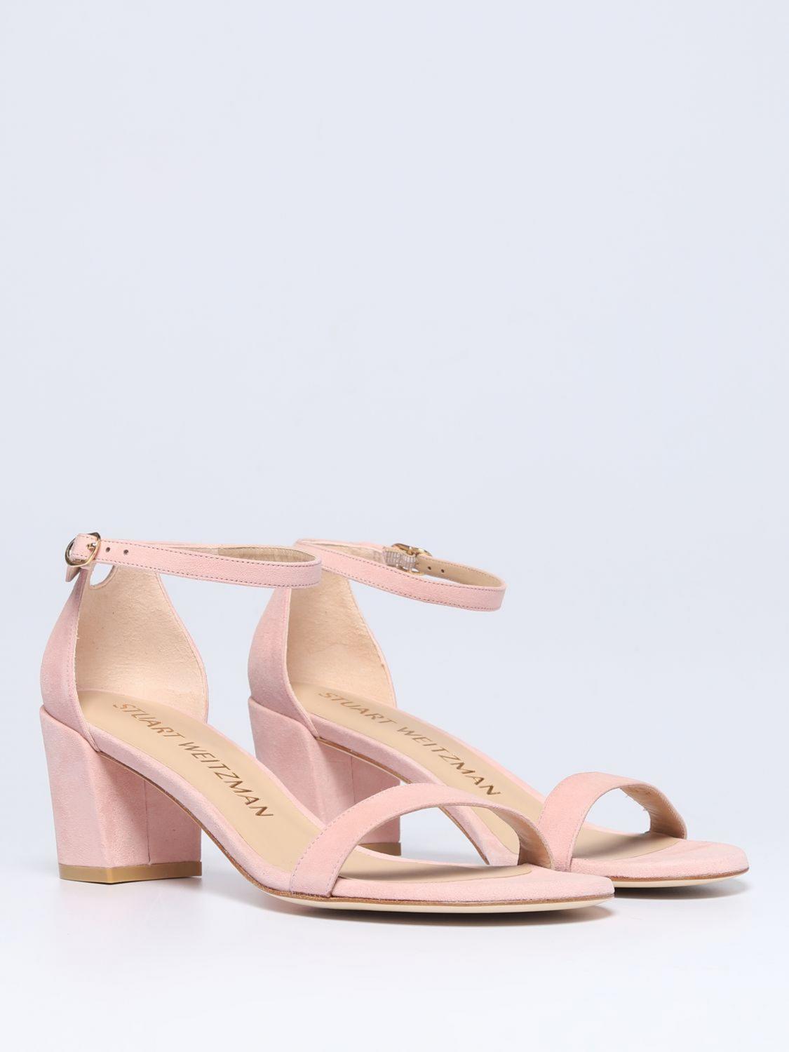 STUART WEITZMAN SANDALI CON TACCO: Sandalo Simple Stuart Weitzman in suede, Cipria - Img 2