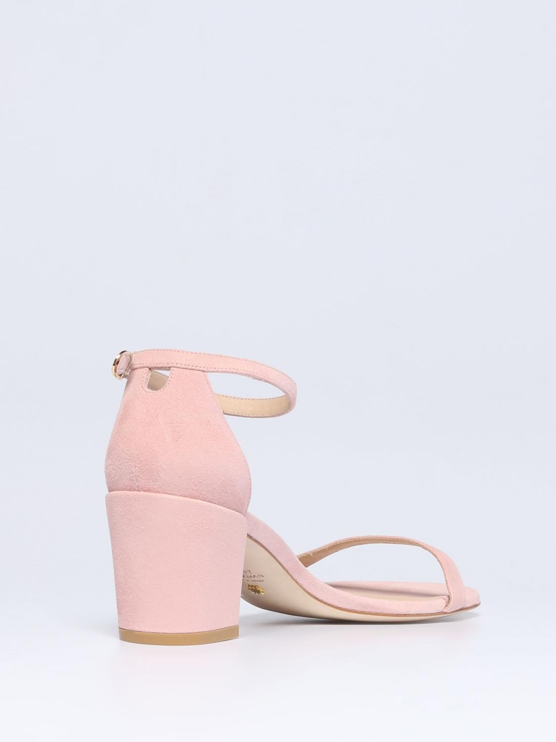 STUART WEITZMAN SANDALI CON TACCO: Sandalo Simple Stuart Weitzman in suede, Cipria - Img 3